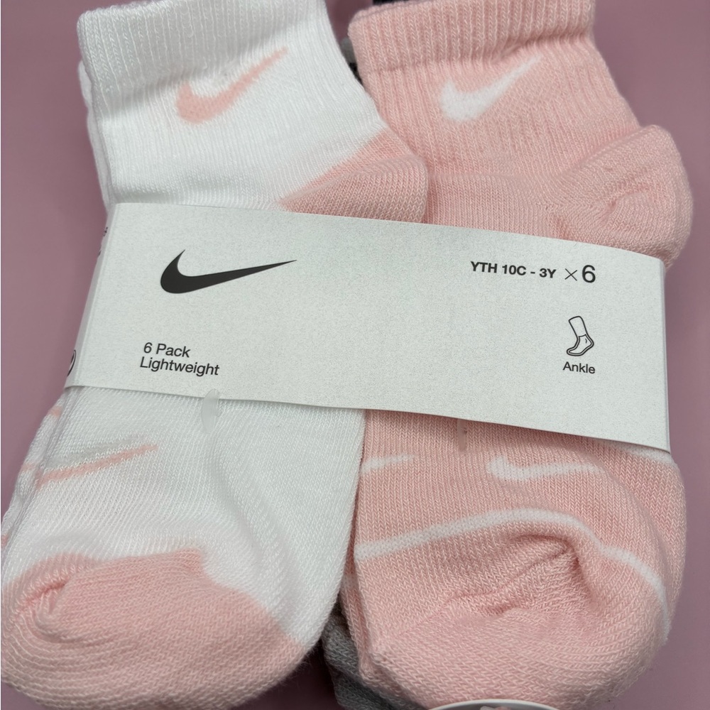 Nike White and Pink Athletic Socks